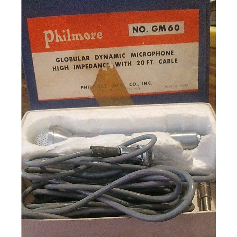Vintage Philmore GM60 Dynamic Microphone with cable And Box Made in Japan Retro